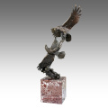 Animal Bronze Sculpture Eagle Carving Deco Brass Statue Tpal-263